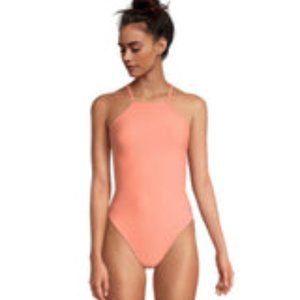 Women's Solid High Neck One Piece Swimsuit Size 28